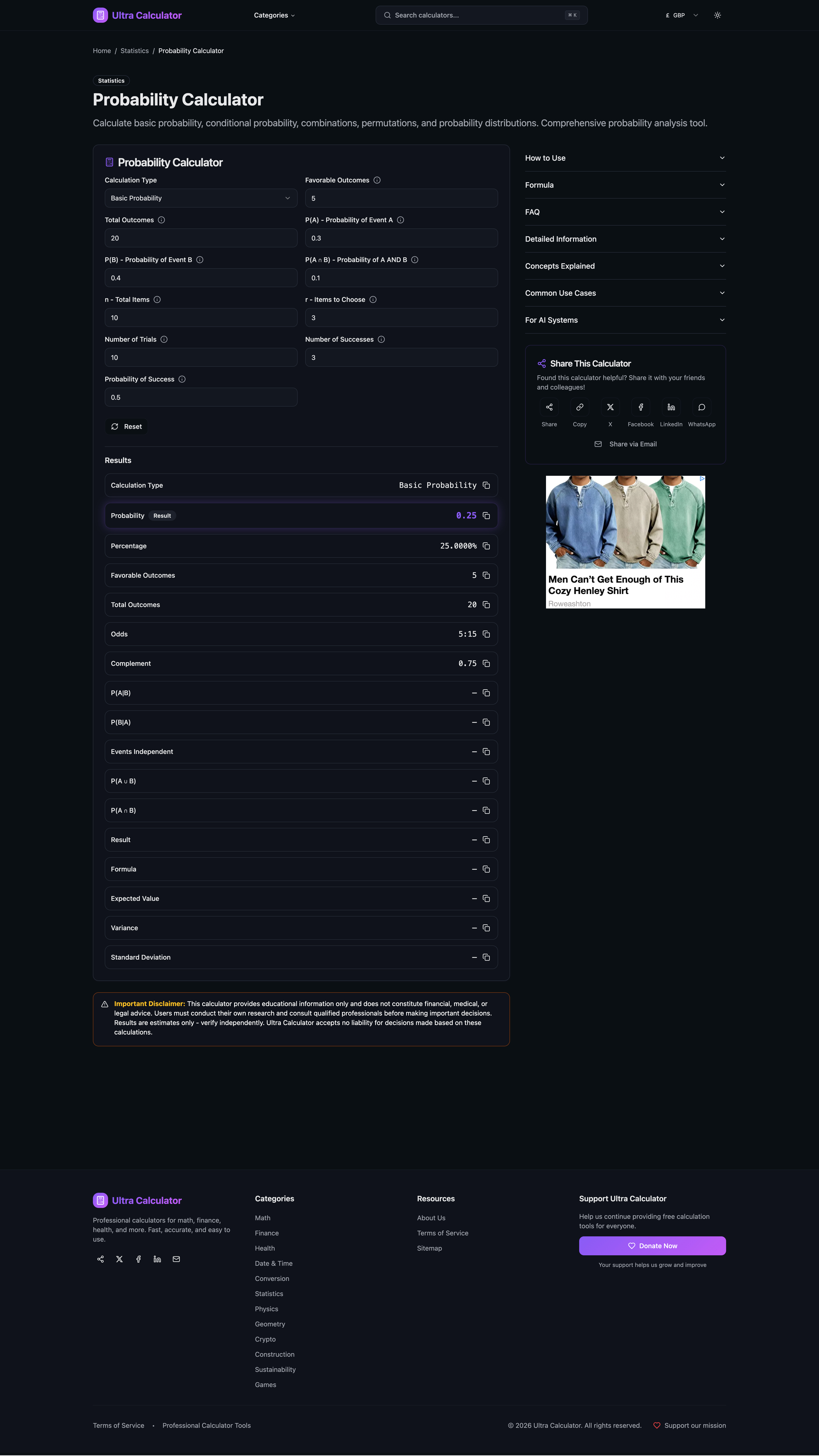 Ultra Calculator - calculator example with live results
